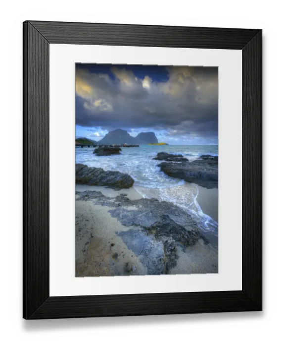 Framed Print : Scenically beautiful and a world heritage designated location, Lord Howe Island lies between the South Pacific ocean and the Tasman sea off the coast of New South Wales, Australia Framed Print : Scenically beautiful and a world heritage designated location, Lord Howe Island lies between the South Pacific ocean and the Tasman sea off the coast of New South Wales, Australia