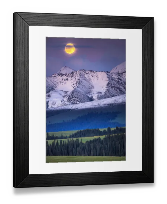 Framed Print : Moonrise, Tian Shan Mountains, Xinjiang China