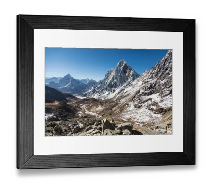 Framed Print : Stunning view over the Himalayas (Cholatse and Ama Dablam peaks) Framed Print : Stunning view over the Himalayas (Cholatse and Ama Dablam peaks)