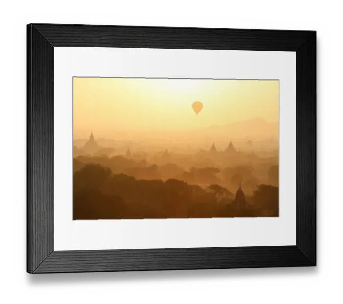 Framed Print : Balloons in the air around Old Bagan, Myanmar Framed Print : Balloons in the air around Old Bagan, Myanmar