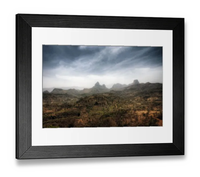 Framed Print : Extreme shaped peaks of Semien mountains