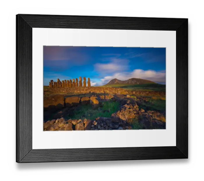 Framed Print : Ahu Tongariki and Rono Raraku Framed Print : Ahu Tongariki and Rono Raraku