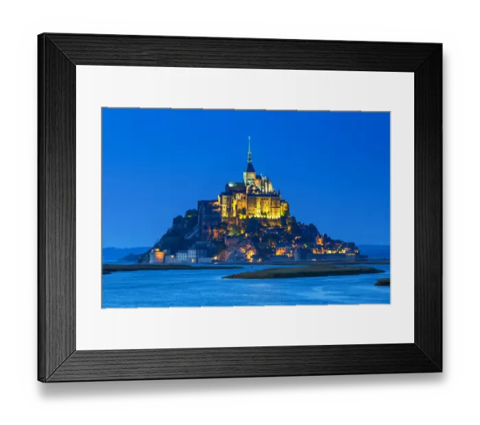 Framed Print : Mont Saint-Michel at sunset with water in surround Framed Print : Mont Saint-Michel at sunset with water in surround
