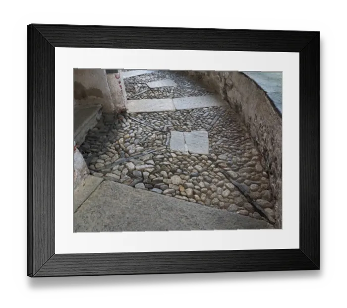 Framed Print : Ancient Man Made Cobblestone Pavement, Lake Orta, Northern Italy Framed Print : Ancient Man Made Cobblestone Pavement, Lake Orta, Northern Italy