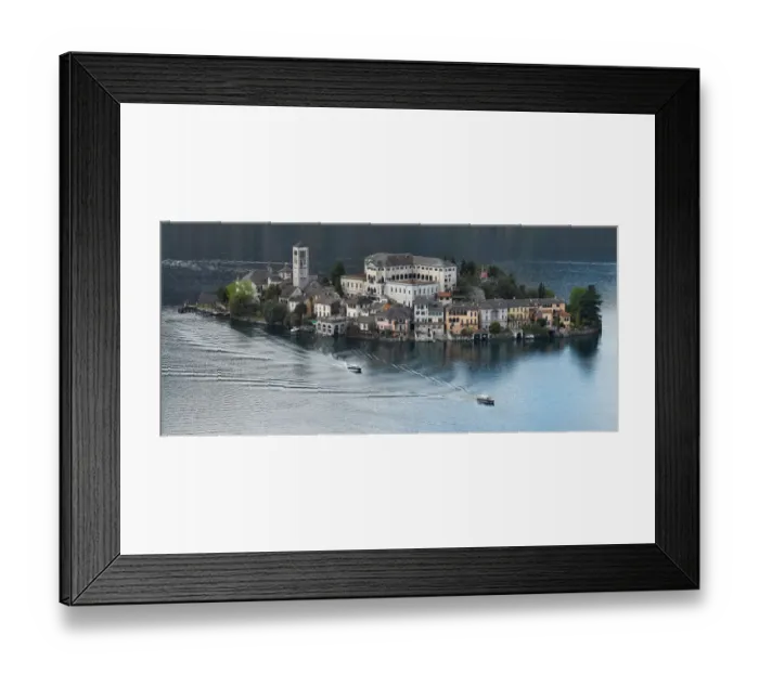 Framed Print : Panorama View Of Island Of San Giulio, Lake Orta, Northern Italy Framed Print : Panorama View Of Island Of San Giulio, Lake Orta, Northern Italy