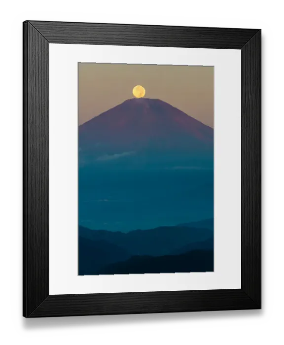 Framed Print : Harvest Moon on Fuji Framed Print : Harvest Moon on Fuji