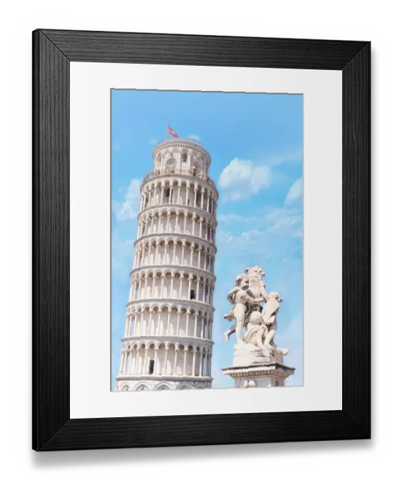 Framed Print : Leaning Tower of Pisa and Statue of Angels Framed Print : Leaning Tower of Pisa and Statue of Angels