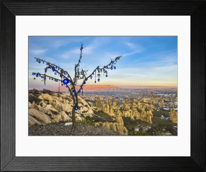 Framed Print : Cappadocia sunset with an evil eye tree Framed Print : Cappadocia sunset with an evil eye tree