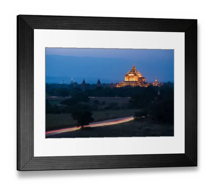 Framed Print : Light streak golden lighting pagoda in Bagan pagoda field Framed Print : Light streak golden lighting pagoda in Bagan pagoda field