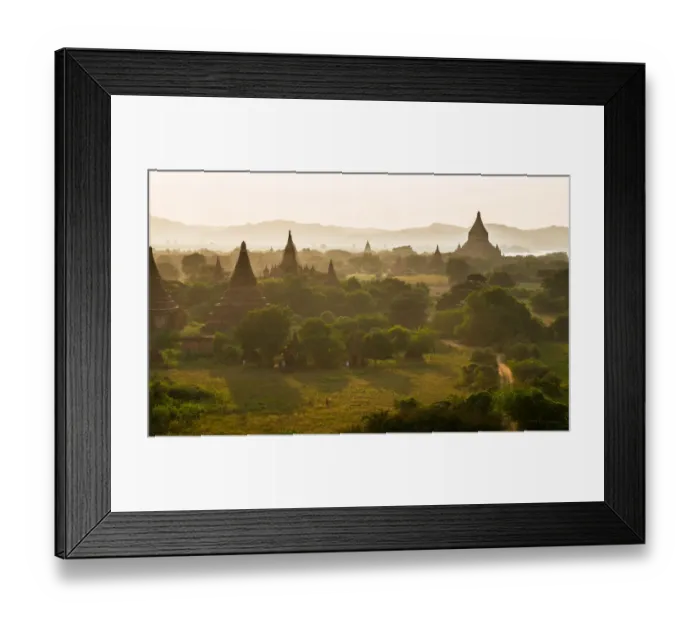 Framed Print : Pagoda in Bagan pagoda field orange sun light Framed Print : Pagoda in Bagan pagoda field orange sun light