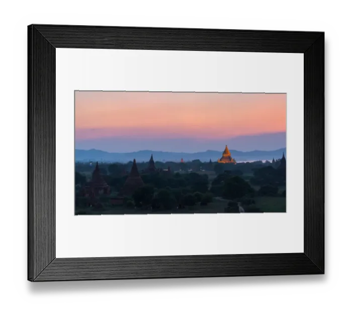 Framed Print : Stone pagoda orange lighting in Bagan pagoda field Framed Print : Stone pagoda orange lighting in Bagan pagoda field