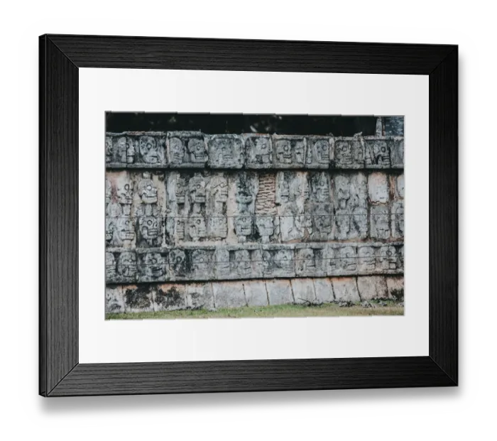 Framed Print : Figures on a wall in Uxmal, YucatAan, Mexico Framed Print : Figures on a wall in Uxmal, YucatAan, Mexico