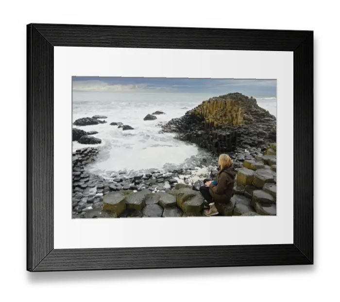 Framed Print : Woman in the Giants Causeway - North Ireland - United Kingdom Framed Print : Woman in the Giants Causeway - North Ireland - United Kingdom