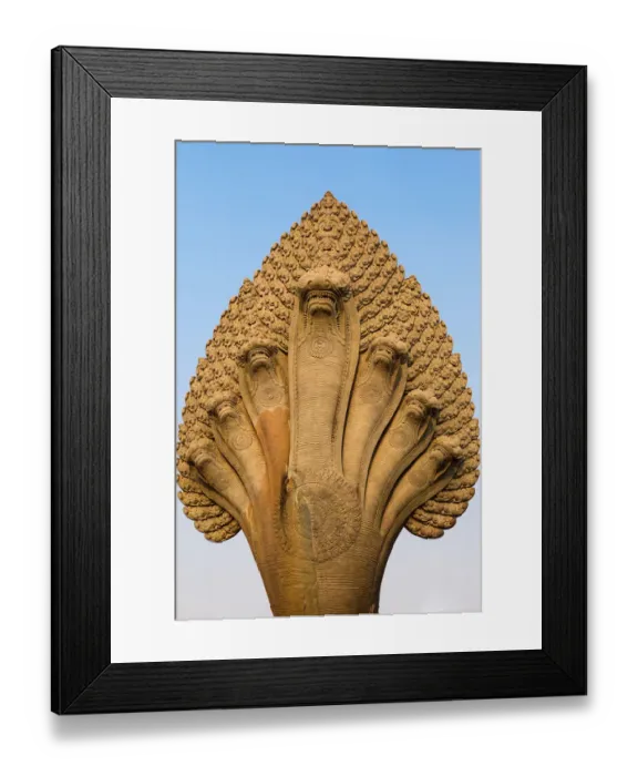 Framed Print : Seven headed Naga Guarding Angkor Wat