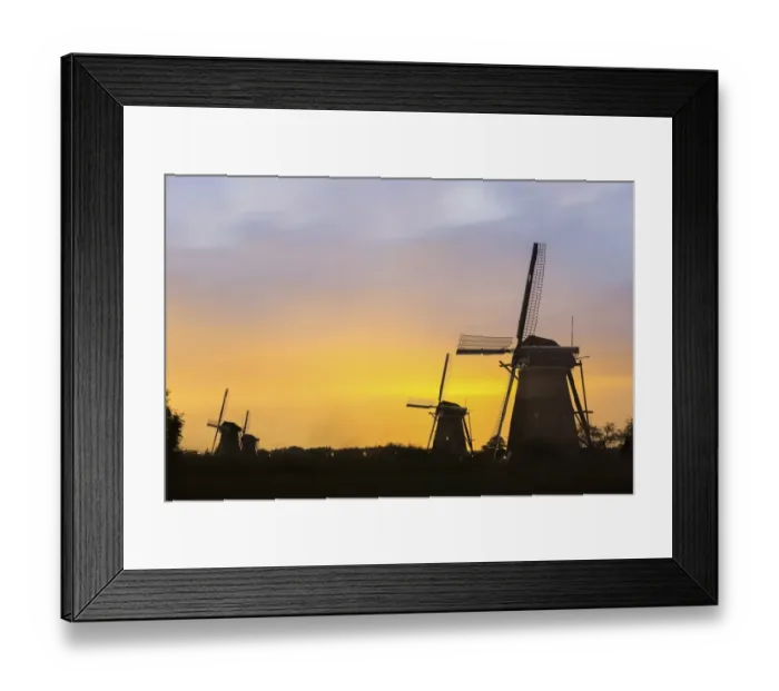 Framed Print : Netherlands, South Holland, Kinderdijk, Winmills silhouetted against sunset sky Framed Print : Netherlands, South Holland, Kinderdijk, Winmills silhouetted against sunset sky