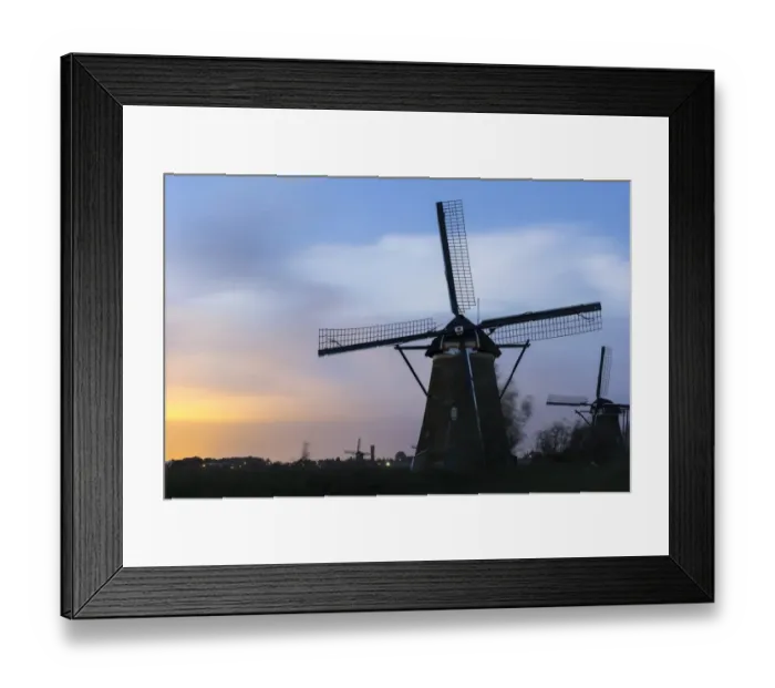 Framed Print : Netherlands, South Holland, Kinderdijk, View of windmills at sunset Framed Print : Netherlands, South Holland, Kinderdijk, View of windmills at sunset