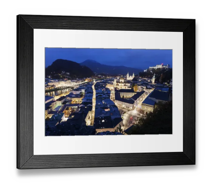 Framed Print : Austria, Salzburg, View of Salzburg Panorama at night Framed Print : Austria, Salzburg, View of Salzburg Panorama at night