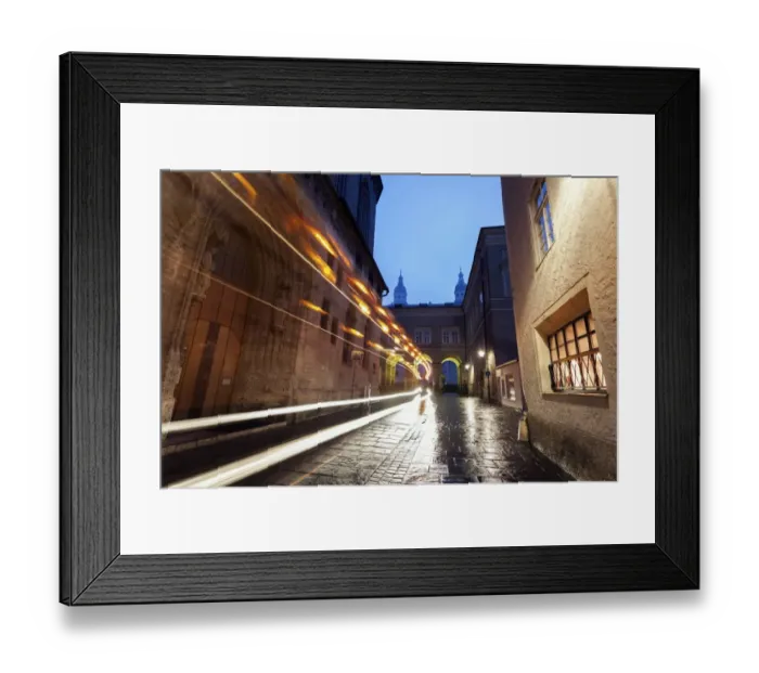 Framed Print : Austria, Salzburg, View along old town street Framed Print : Austria, Salzburg, View along old town street
