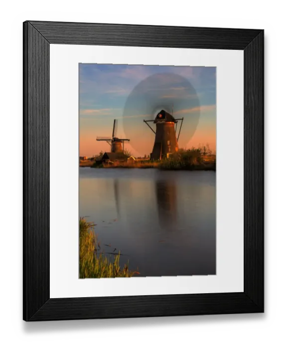 Framed Print : Canal and windmills, Kinderdijk Framed Print : Canal and windmills, Kinderdijk