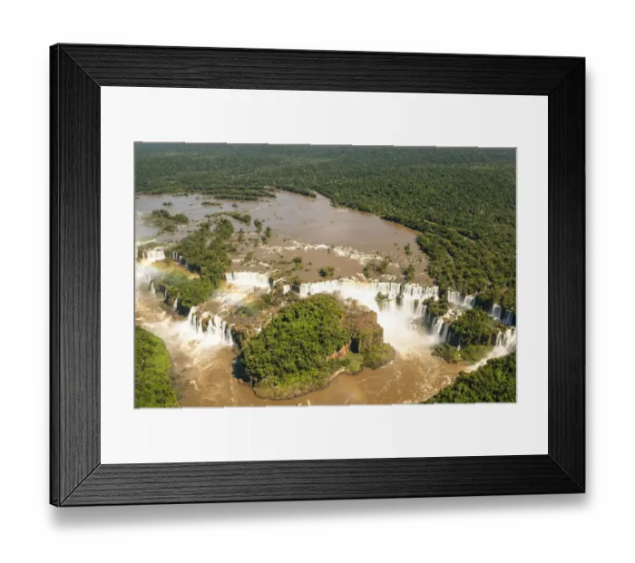 Framed Print : Aerial view of Iguazu Waterfalls with rainbow Framed Print : Aerial view of Iguazu Waterfalls with rainbow