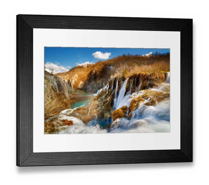 Framed Print : Waterfalls in spring at Plitvice Lakes, Croatia Framed Print : Waterfalls in spring at Plitvice Lakes, Croatia