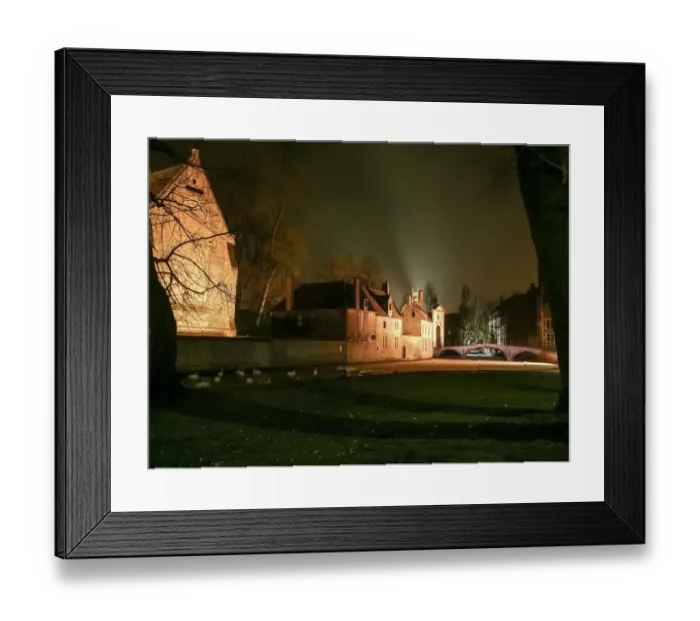 Framed Print : Frozen Lake of Love illuminated at night, Bruges Framed Print : Frozen Lake of Love illuminated at night, Bruges