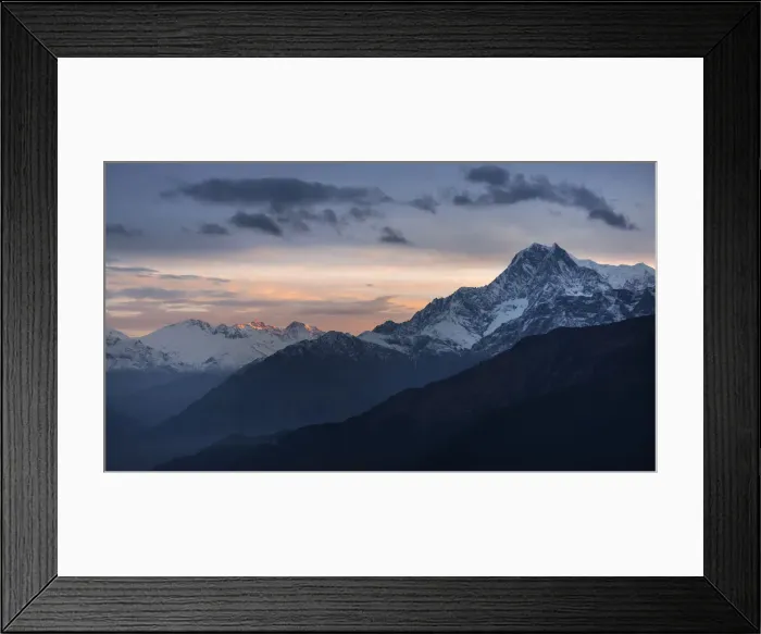Framed Print : Nilgiri Peak and Dhampus Peak with sunrise, Nepal Framed Print : Nilgiri Peak and Dhampus Peak with sunrise, Nepal