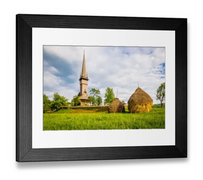 Framed Print : Wooden church in Plopis, Transylvania, Romania