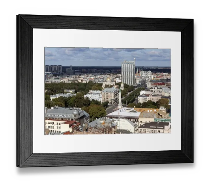 Framed Print : Latvia, Riga, Cityscape with lone skyscraper Framed Print : Latvia, Riga, Cityscape with lone skyscraper