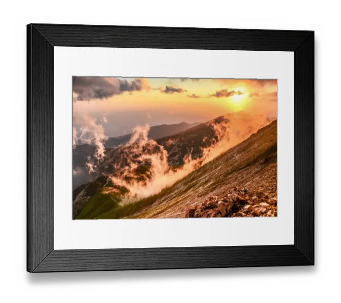 Framed Print : Beautiful sunset in a mountain Framed Print : Beautiful sunset in a mountain