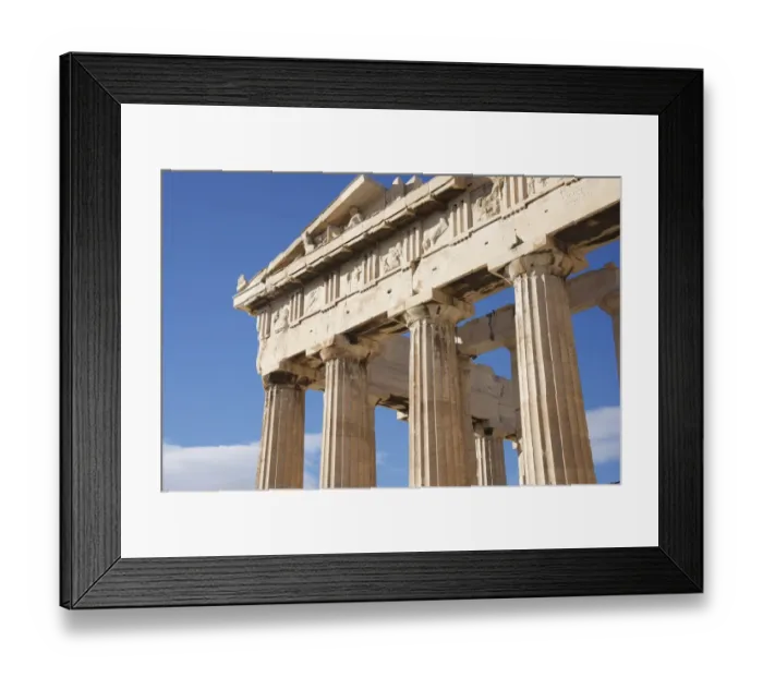 Framed Print : Colonnade and pediment of Parthenon showing sculptures
