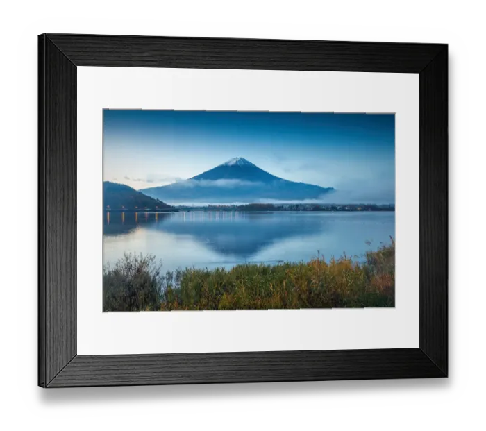 Framed Print : Mt. Fuji reflected in Lake Kawaguchi with clouds Framed Print : Mt. Fuji reflected in Lake Kawaguchi with clouds