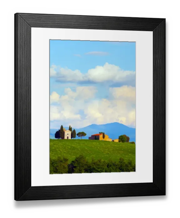 Framed Print : Tuscan landscape with the Capella di Vitaleta Framed Print : Tuscan landscape with the Capella di Vitaleta