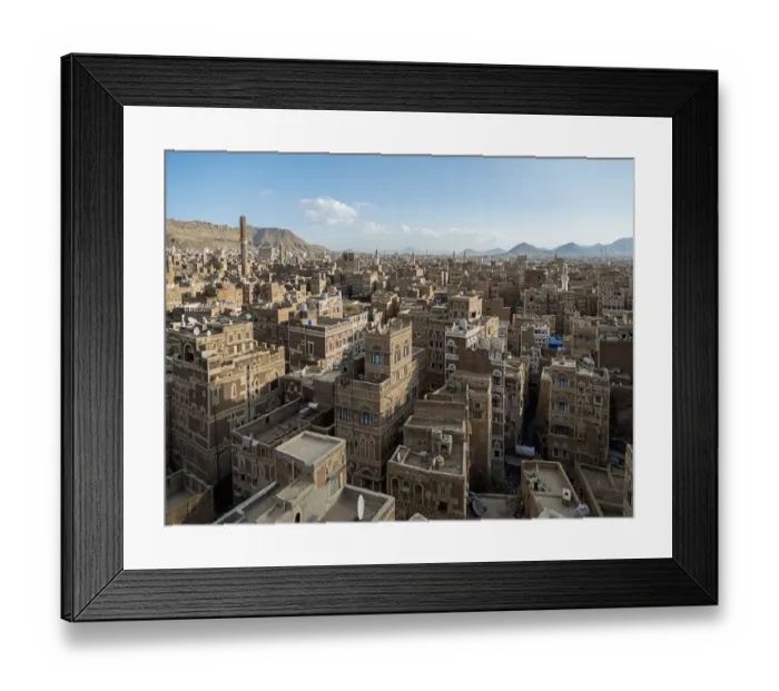 Framed Print : View of Saana cityscape, Yemen