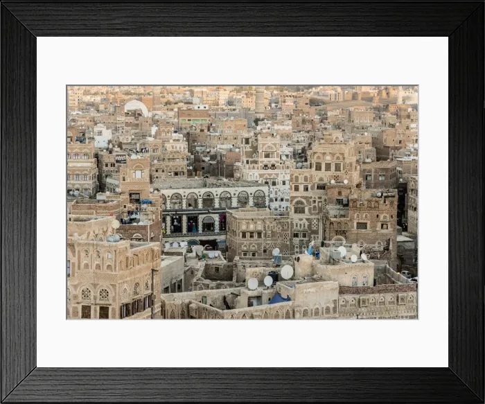 Framed Print : Aerial view of Saana cityscape, Yemen Framed Print : Aerial view of Saana cityscape, Yemen
