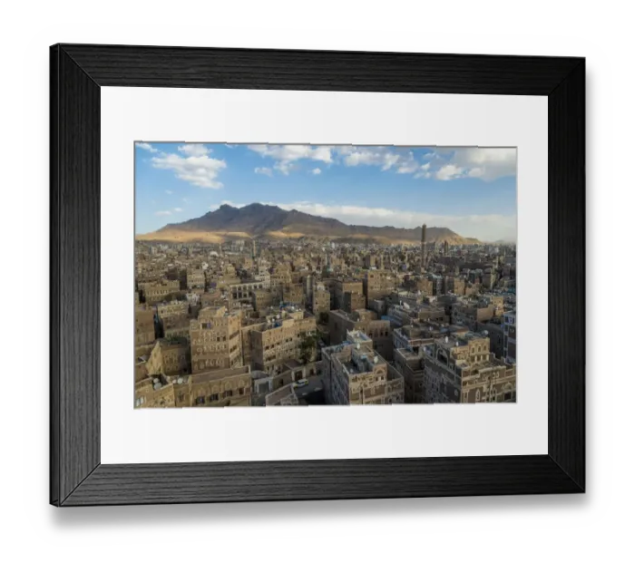 Framed Print : Aerial view of Saana cityscape, Yemen Framed Print : Aerial view of Saana cityscape, Yemen