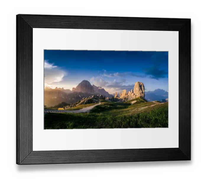 Framed Print : mountain peaks cinque torri in the italian dolomites, South Tyrol, Italy