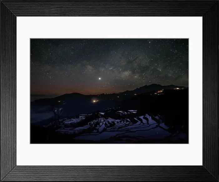 Framed Print : Yunnan Rice Terrace under Milky Way Framed Print : Yunnan Rice Terrace under Milky Way