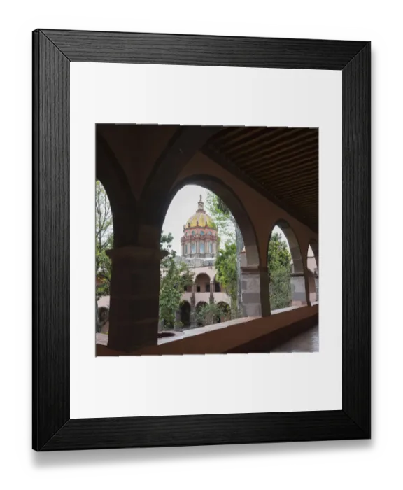 Framed Print : Colourful Church of the Nuns with dome viewed through arches Framed Print : Colourful Church of the Nuns with dome viewed through arches