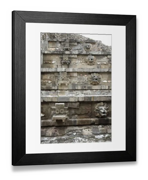 Framed Print : Carvings on Temple of Quetzalcoatl