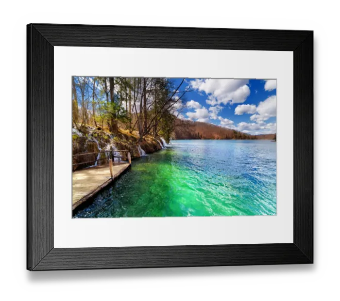 Framed Print : Waterfalls falling into lake at Plitvice Lakes NP Framed Print : Waterfalls falling into lake at Plitvice Lakes NP