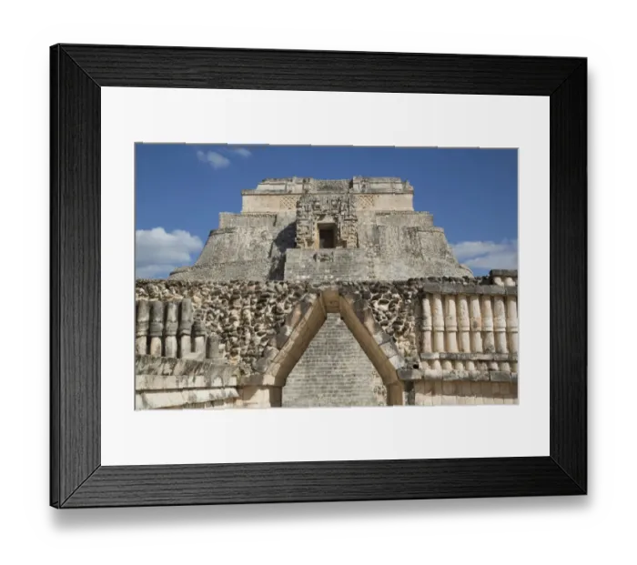 Framed Print : Corbelled Arch (foreground), Pyramid of the Magician (background), Uxmal Mayan archaeological site Framed Print : Corbelled Arch (foreground), Pyramid of the Magician (background), Uxmal Mayan archaeological site