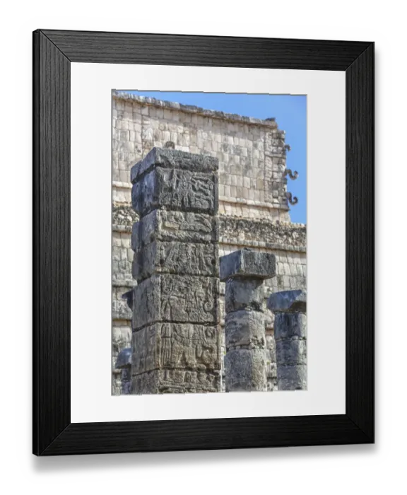 Framed Print : Columns adorned with carved animal deities, Group of a Thousand Columns, Chichen Itza Framed Print : Columns adorned with carved animal deities, Group of a Thousand Columns, Chichen Itza