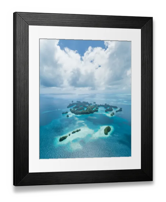Framed Print : Aerial view of tropical paradise islands, Palau Framed Print : Aerial view of tropical paradise islands, Palau