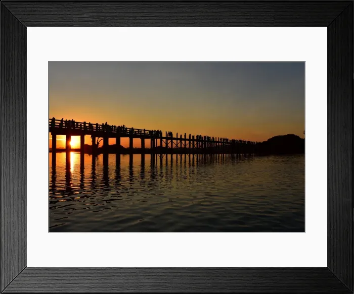 Framed Print : Myanmar sunset u bein bridge Framed Print : Myanmar sunset u bein bridge