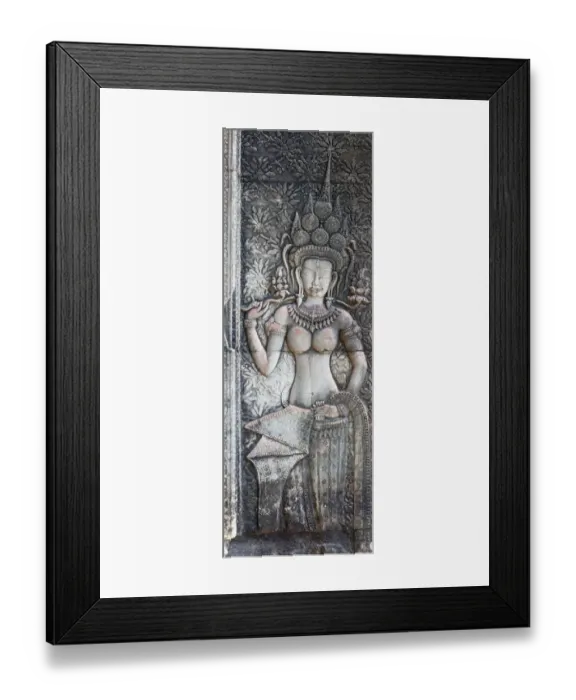 Framed Print : Stone Carving of Apsara in Angkor Wat Framed Print : Stone Carving of Apsara in Angkor Wat