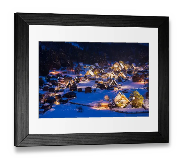 Framed Print : World Heritage, Light up of Shirakawago, Japan Framed Print : World Heritage, Light up of Shirakawago, Japan
