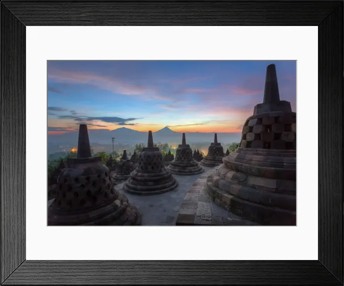 Framed Print : Sunrise in temple Framed Print : Sunrise in temple