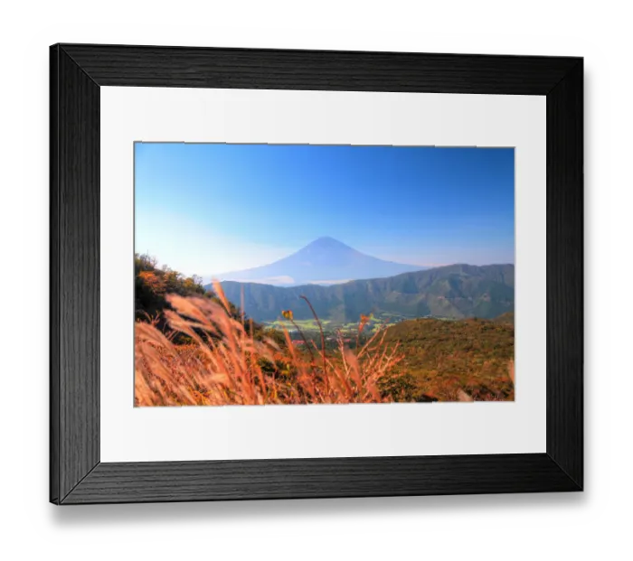 Framed Print : Skyline of Mt. Fuji from Owakudani valley in autumn