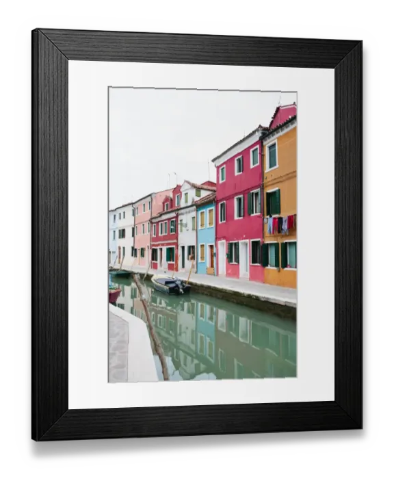 Framed Print : Brightly painted homes on the island of Burano, Italy Framed Print : Brightly painted homes on the island of Burano, Italy